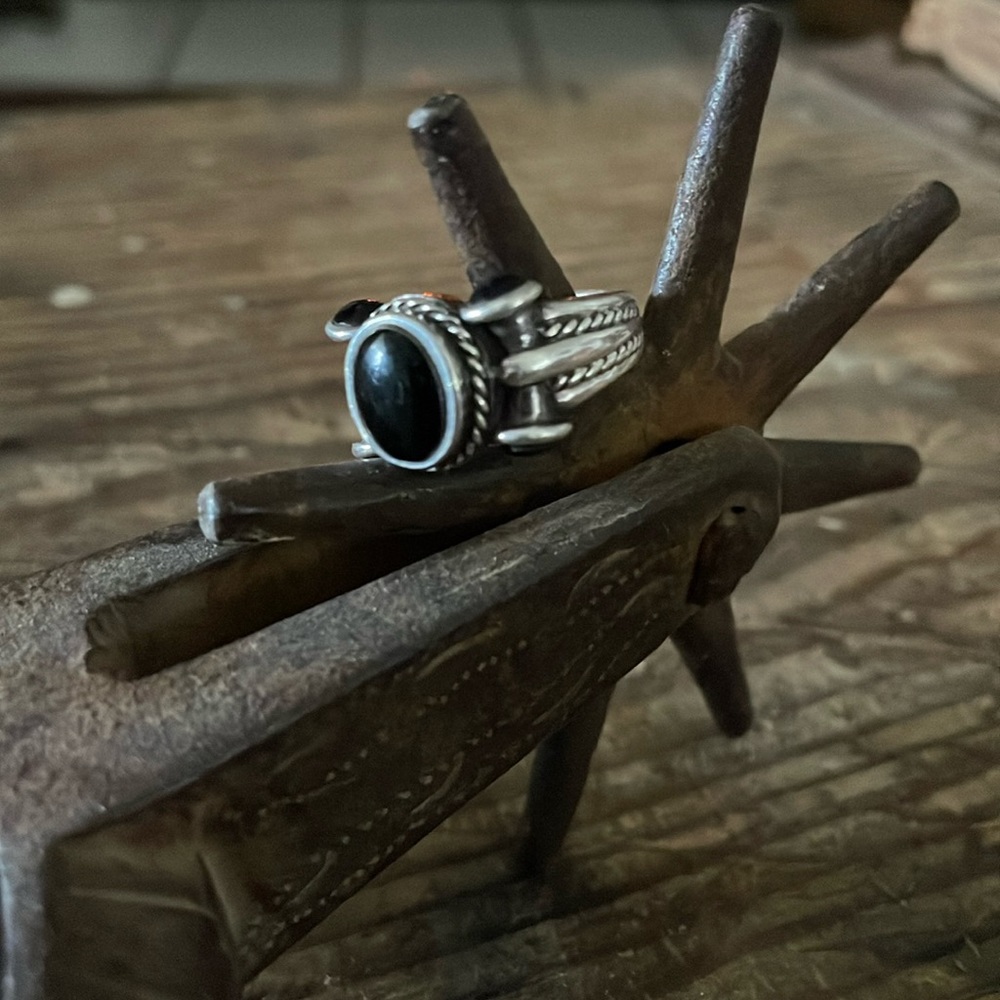 Sterling Silver Ring with Black Stone